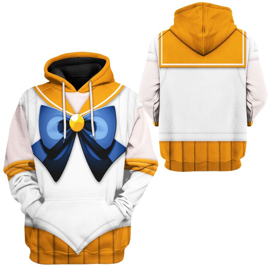 Sailor Moon Hoodie Sailor Venus Suit Costume T-Shirt White Orange Unisex - Trendy Gift For Men & Women
