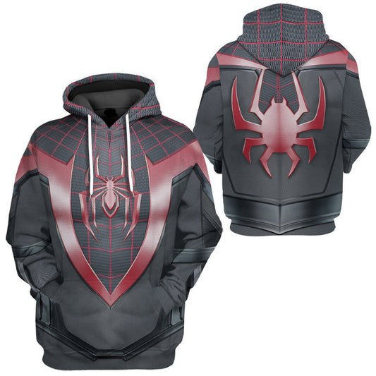 Spiderman Hoodie Marvel Spiderman Miles Morales Suit Costume T-Shirt Black Unisex - Trendy Gift For Men & Women