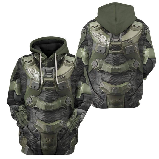 Halo Hoodie Halo Armor Suit Costume T-Shirt Green Unisex - Trendy Gift For Men & Women