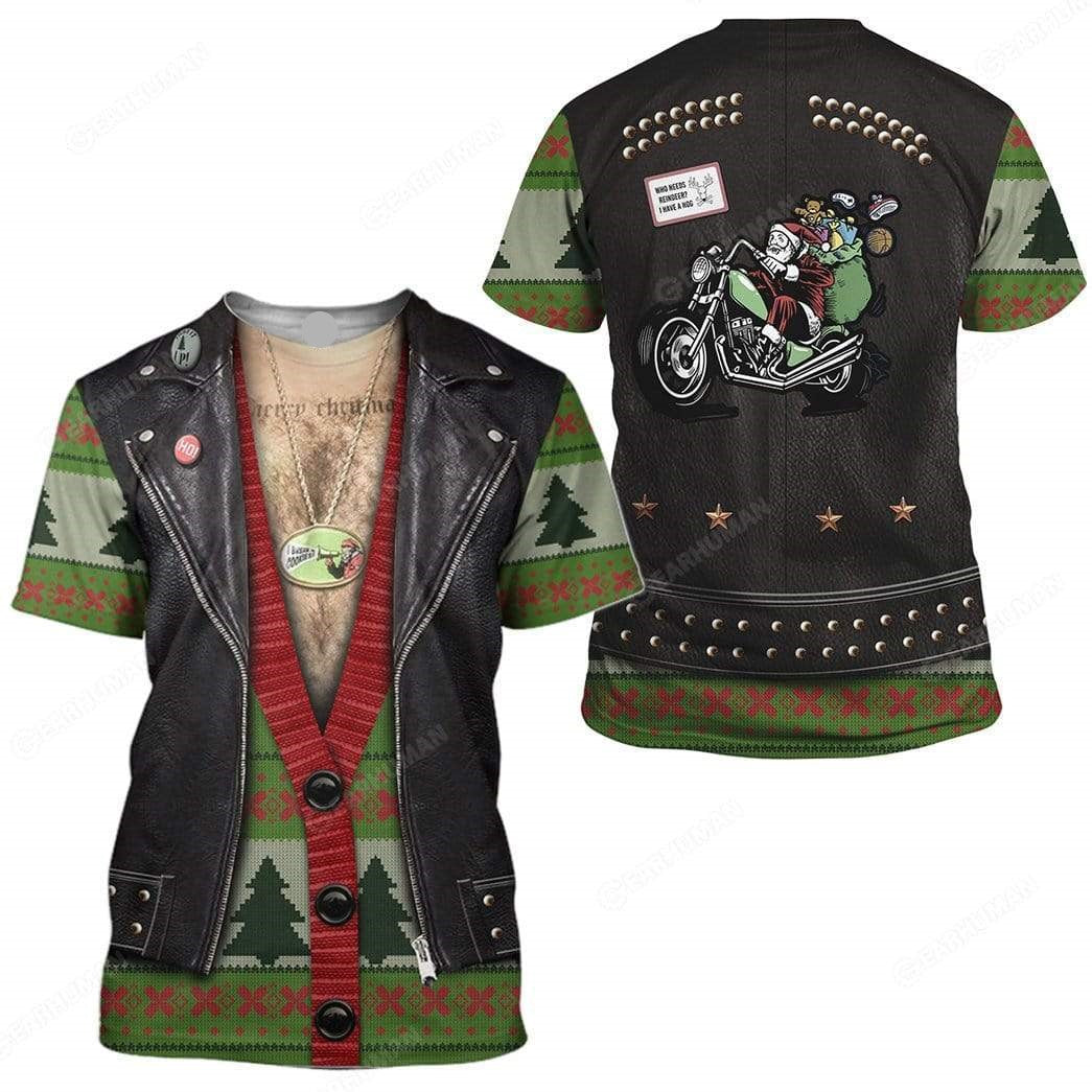 Motorcycle Hoodie Santa Drives A Motorbike Costume T-Shirt Colorful Unisex - Trendy Gift For Men & Women