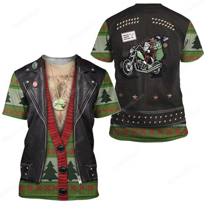 Motorcycle Hoodie Santa Drives A Motorbike Costume T-Shirt Colorful Unisex - Trendy Gift For Men & Women