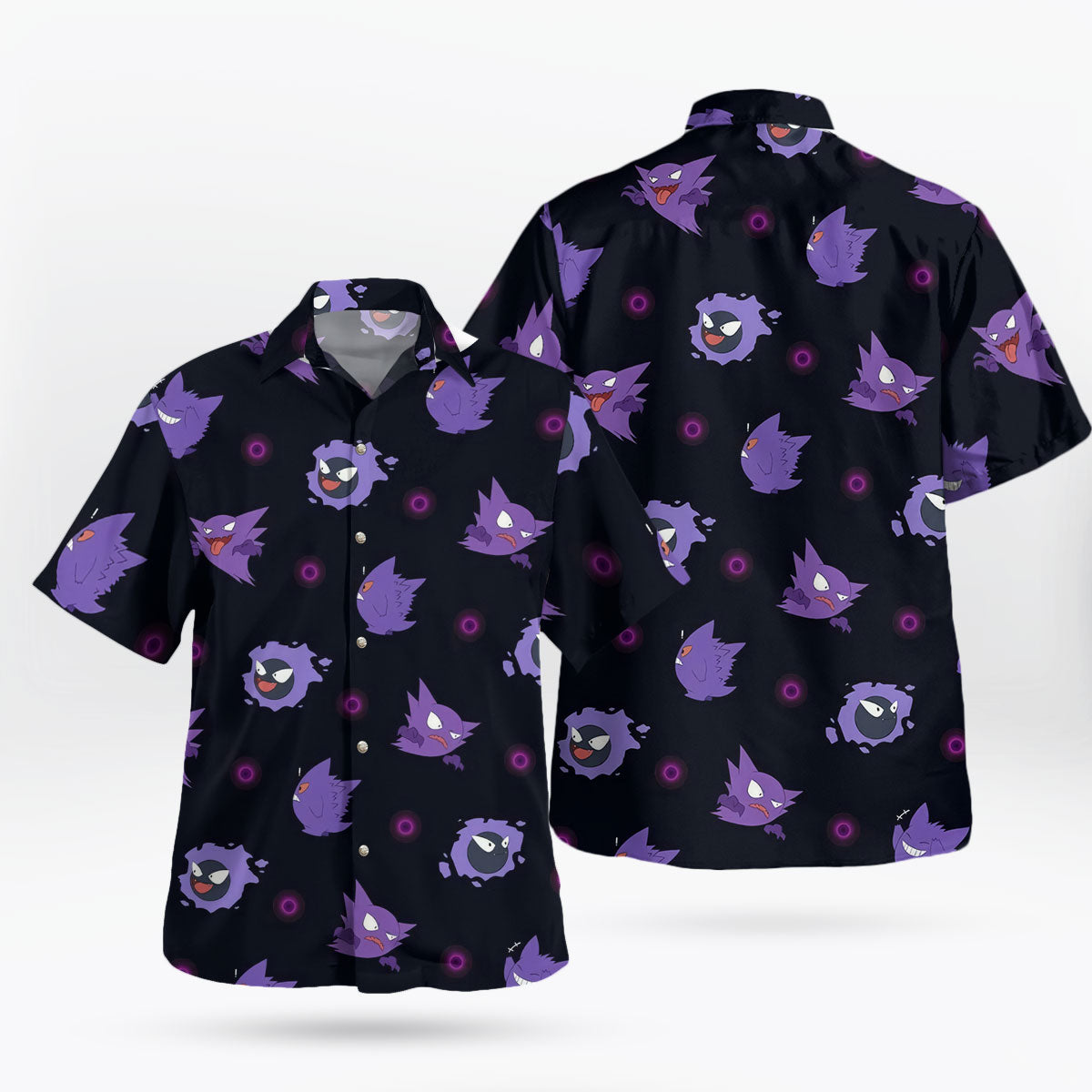 Gengar Evolution Hawaiian Shirt – Tropical Ghost Vibes | Tropi Hawaiian Shirts Store