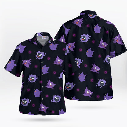 Gengar Evolution Hawaiian Shirt – Tropical Ghost Vibes | Tropi Hawaiian Shirts Store