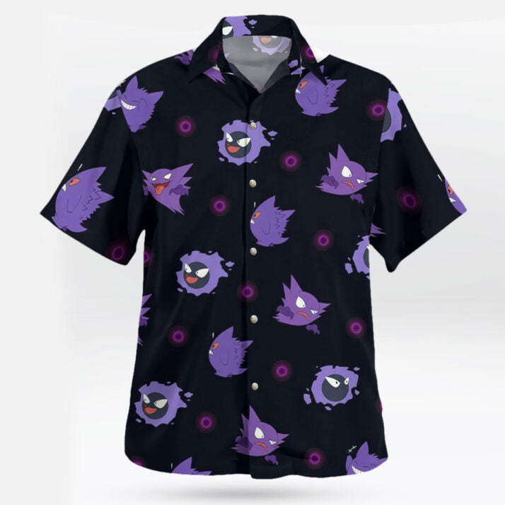 Gengar Evolution Hawaiian Shirt – Tropical Ghost Vibes | Tropi Hawaiian Shirts Store