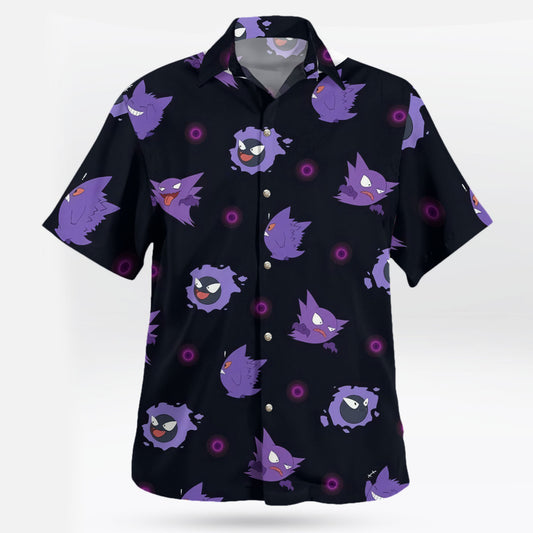 Gengar Evolution Hawaiian Shirt – Tropical Ghost Vibes | Tropi Hawaiian Shirts Store