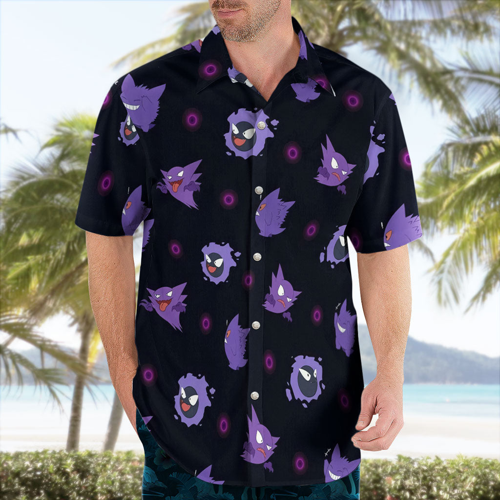 Gengar Evolution Hawaiian Shirt – Tropical Ghost Vibes | Tropi Hawaiian Shirts Store