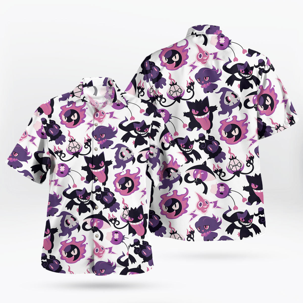 Gengar & Ghost Pokemon Chibi Pattern Hawaiian Shirt - Tropi Hawaiian Shirts