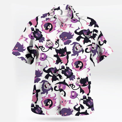 Gengar & Ghost Pokemon Chibi Pattern Hawaiian Shirt - Tropi Hawaiian Shirts