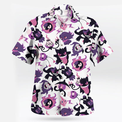 Gengar & Ghost Pokemon Chibi Pattern Hawaiian Shirt - Tropi Hawaiian Shirts
