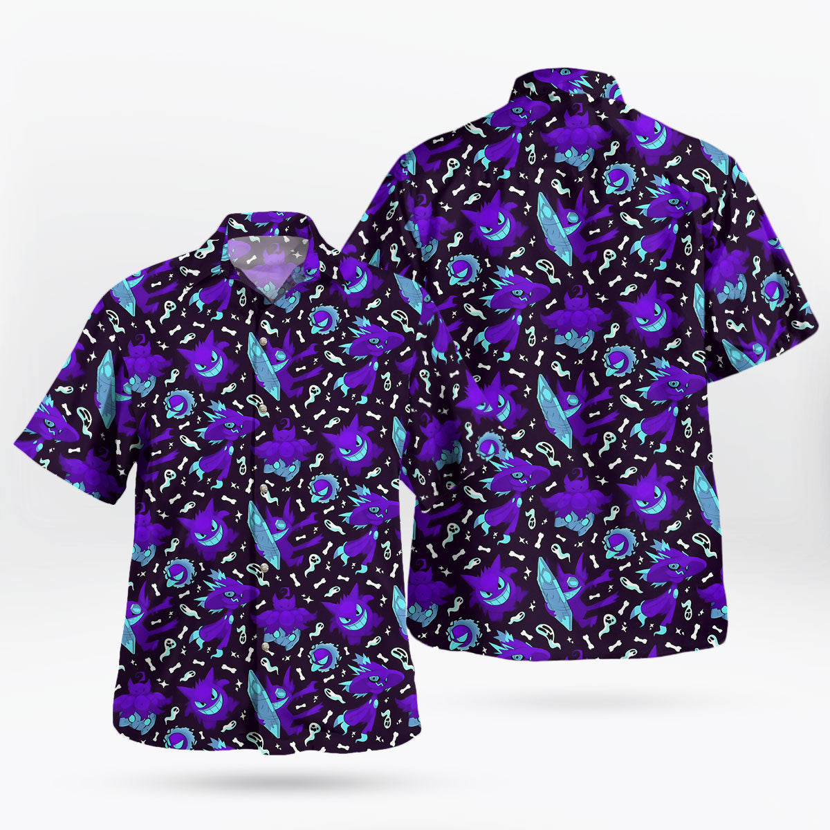 Gengar Ghost Squad Purple Hawaiian Shirt