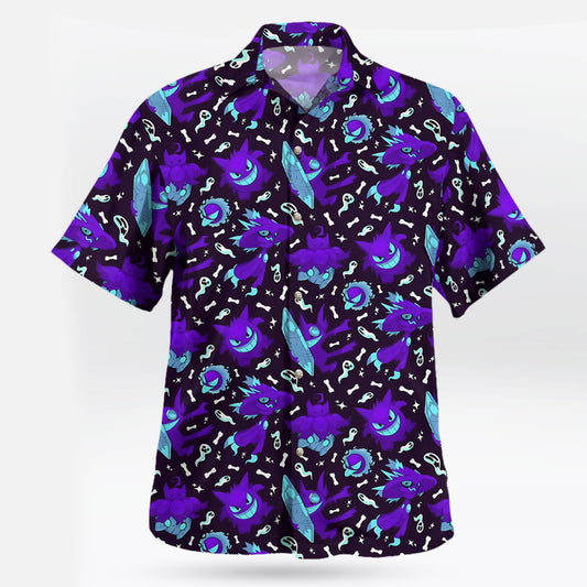 Gengar Ghost Squad Purple Hawaiian Shirt