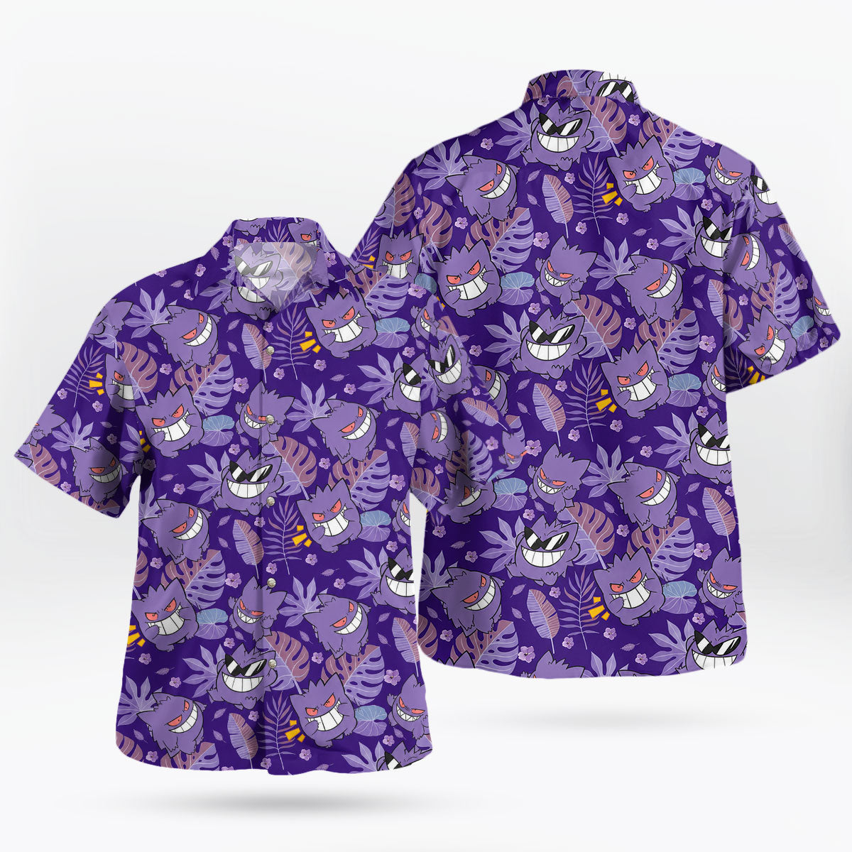 Gengar Purple Tropical Hawaiian Shirt
