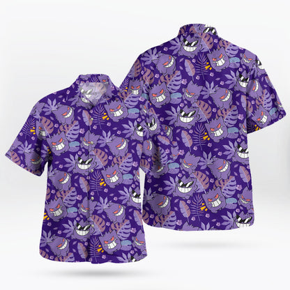 Gengar Purple Tropical Hawaiian Shirt