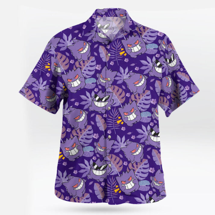 Gengar Purple Tropical Hawaiian Shirt