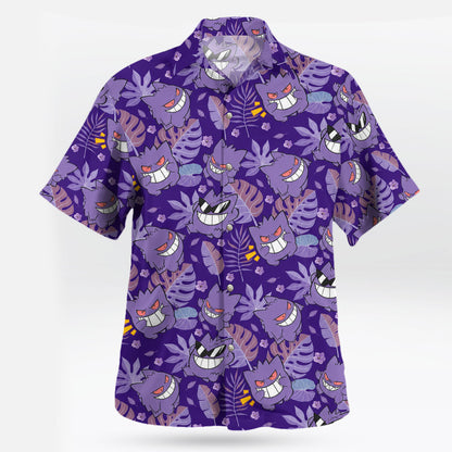 Gengar Purple Tropical Hawaiian Shirt