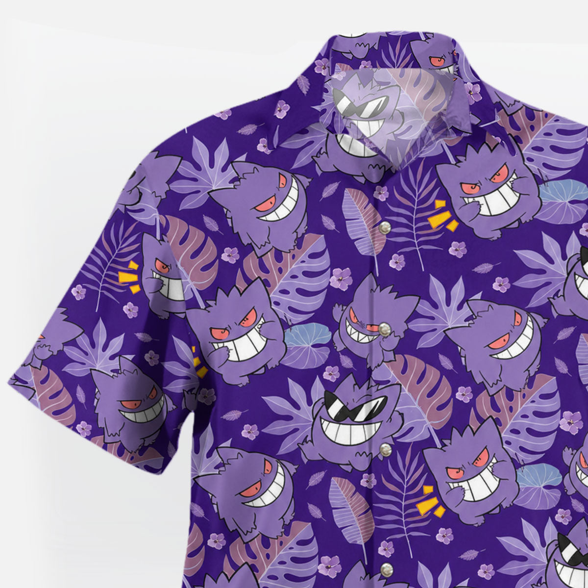 Gengar Purple Tropical Hawaiian Shirt