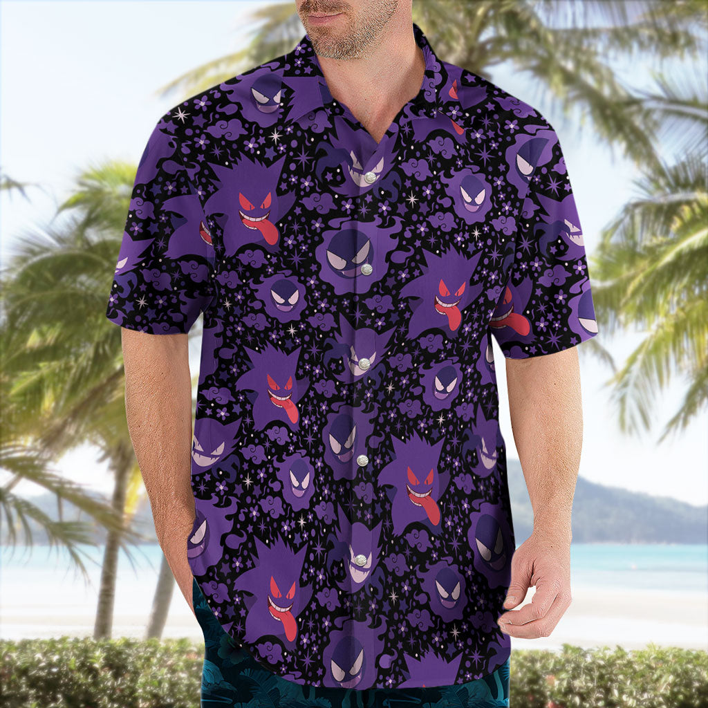 Gengar Shadow Swirl Hawaiian Shirt
