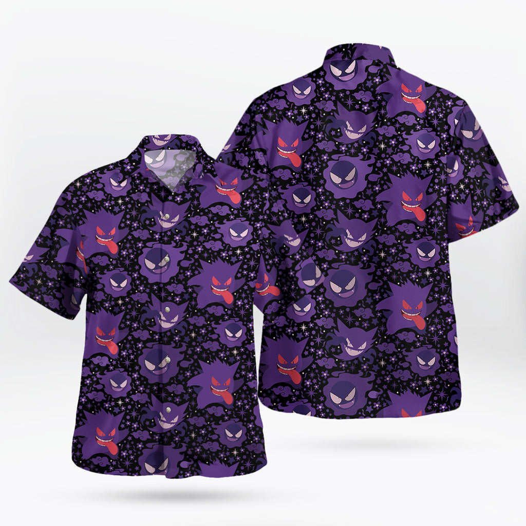 Gengar Shadow Swirl Hawaiian Shirt