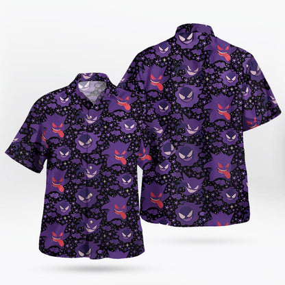 Gengar Shadow Swirl Hawaiian Shirt