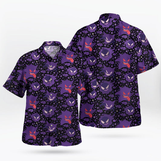 Gengar Shadow Swirl Hawaiian Shirt