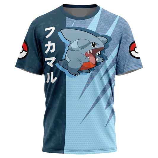 Pokemon T-Shirt Pokemon Gible Attack Pose T-Shirt Blue Unisex - Trendy Gift For Men & Women