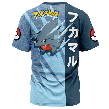 Pokemon T-Shirt Pokemon Gible Attack Pose T-Shirt Blue Unisex - Trendy Gift For Men & Women