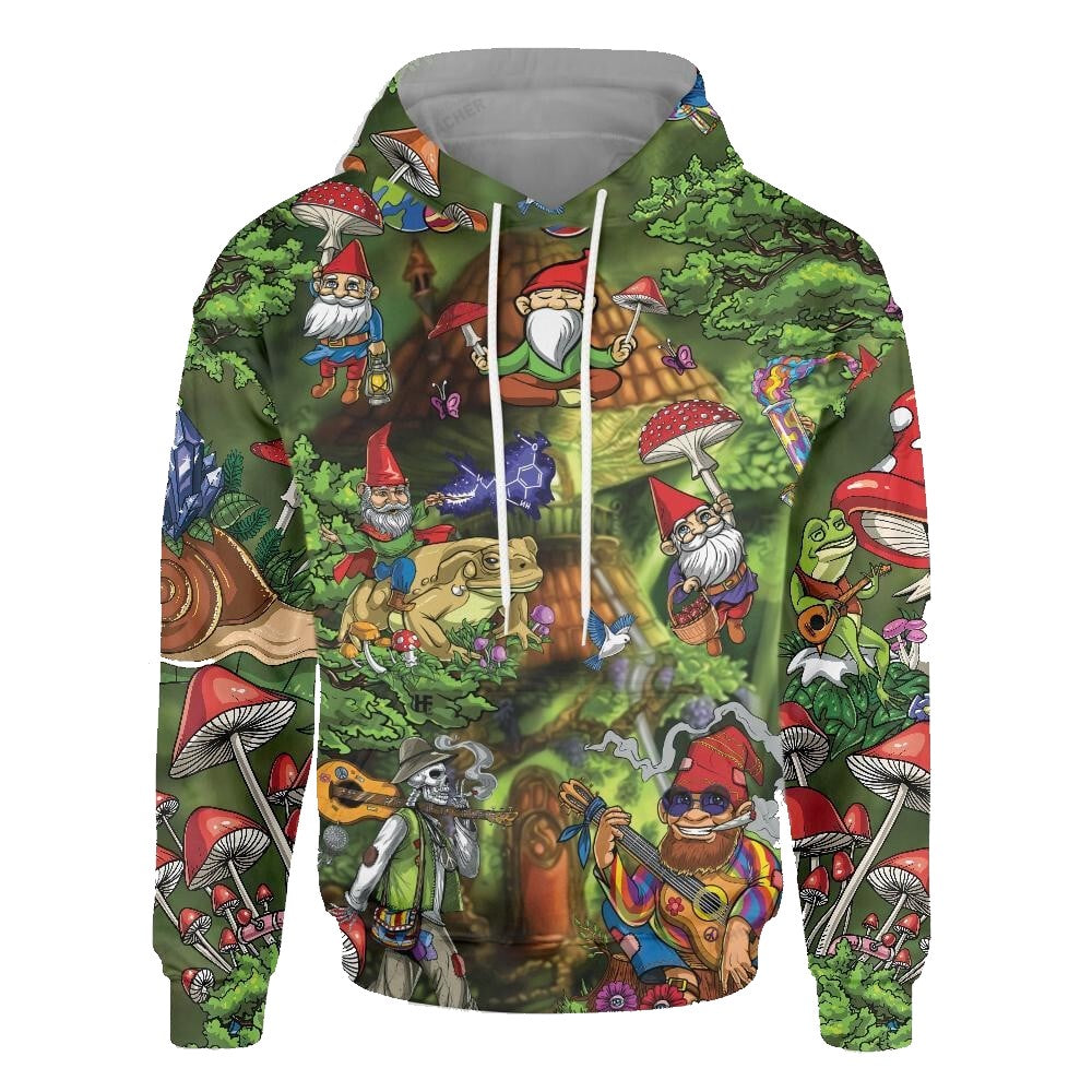 Gnome Hoodie Gnome Hippie In The Garden Hoodie Colorful Unisex - Cozy Hoodie For Cold Weather