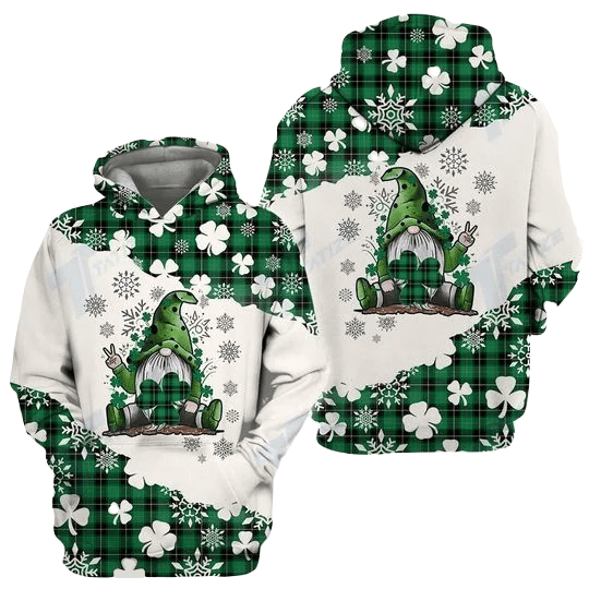 Gnome Hoodie Gnome Irish Happy St. Patrick’S Day Hoodie Green White Unisex - Cozy Hoodie For Cold Weather
