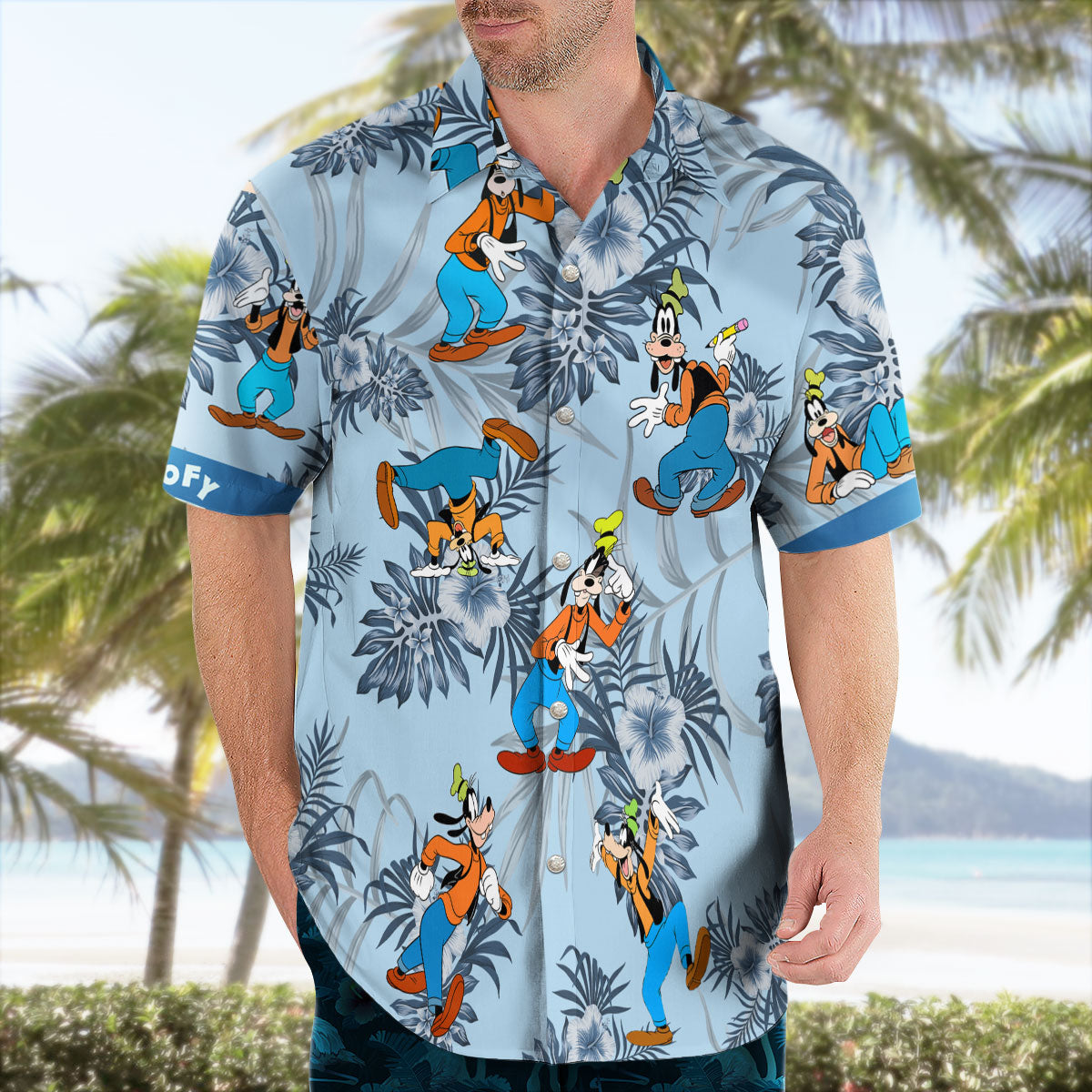 Goofy Tropical Floral Disney Hawaiian Shirt Blue Edition | Tropi Hawaiian Shirts Store
