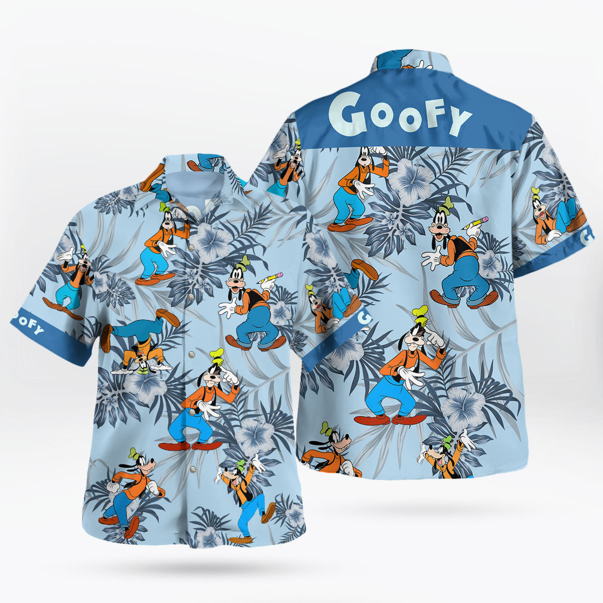 Goofy Tropical Floral Disney Hawaiian Shirt Blue Edition | Tropi Hawaiian Shirts Store