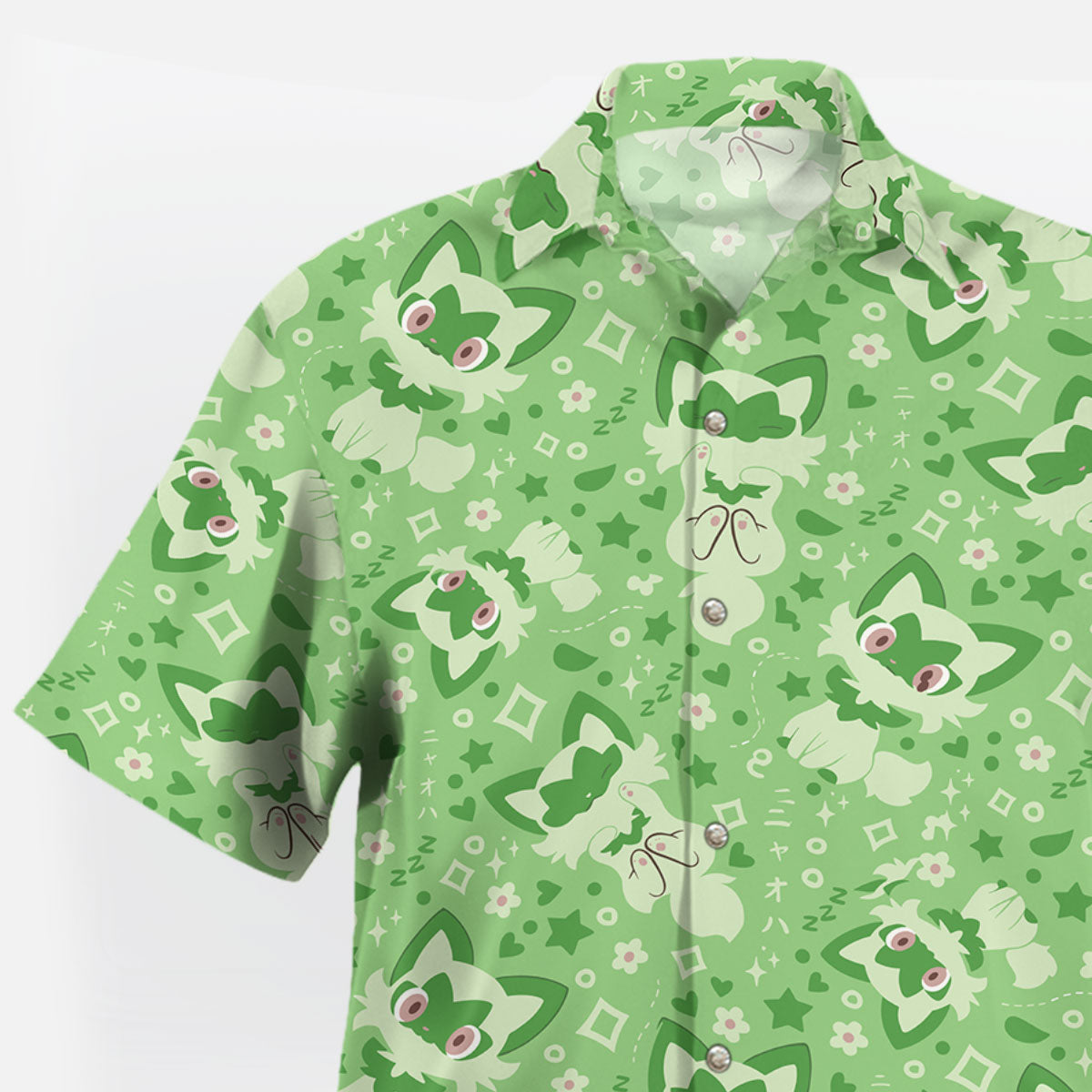 Green Sprigatito Cute Pattern Pokémon Hawaiian Shirt
