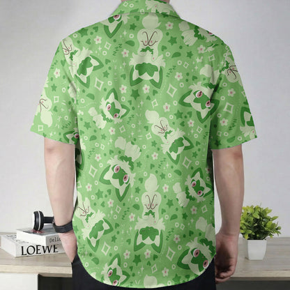 Green Sprigatito Cute Pattern Pokémon Hawaiian Shirt