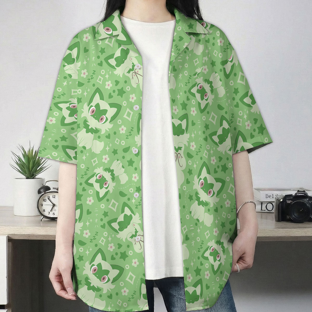 Green Sprigatito Cute Pattern Pokémon Hawaiian Shirt