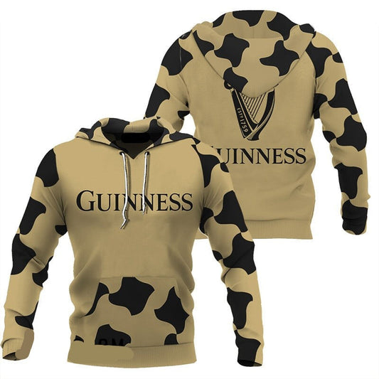 Guinness Hoodie Guinness Beer Spot Pattern Hoodie Black Yellow Unisex - Cozy Hoodie For Cold Weather