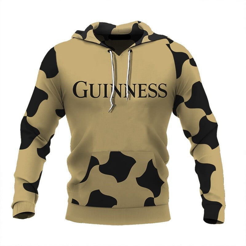 Guinness Hoodie Guinness Beer Spot Pattern Hoodie Black Yellow Unisex - Cozy Hoodie For Cold Weather