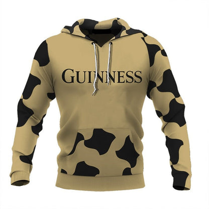 Guinness Hoodie Guinness Beer Spot Pattern Hoodie Black Yellow Unisex - Cozy Hoodie For Cold Weather
