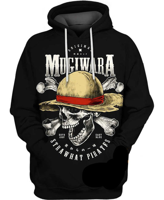 One Piece Hoodie Straw Hat Pirates Mugiwara Hoodie Black Unisex - Cozy Hoodie For Cold Weather