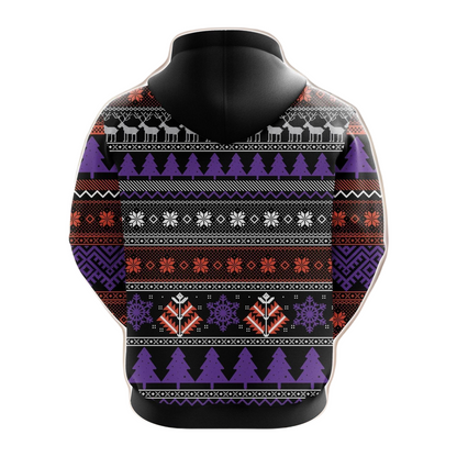 Pokemon Hoodie Gengar In Moonlight Christmas Pattern Hoodie Black Purple Unisex - Cozy Hoodie For Cold Weather