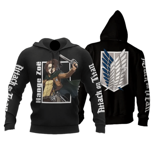 Attack On Titan Hoodie Hange Zoe Attack On Titan Graphic Hoodie Black Unisex - Cozy Hoodie For Cold Weather