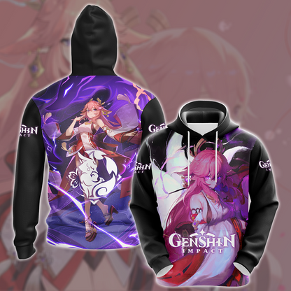 Genshin Impact Yae Miko Video Game All Over Printed T-shirt Tank Top Zip Hoodie Pullover Hoodie Hawaiian Shirt Beach Shorts Joggers