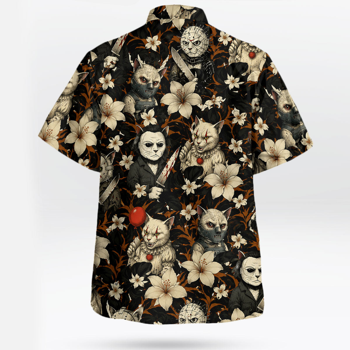 Halloween Horror Icons Floral Hawaiian Shirt