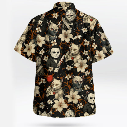 Halloween Horror Icons Floral Hawaiian Shirt