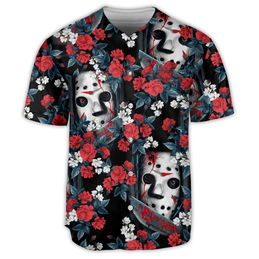 Friday the 13th Baseball Jersey Flower Tropical Jason Voorhees Jersey Shirt Red Green Unisex Adult New Release