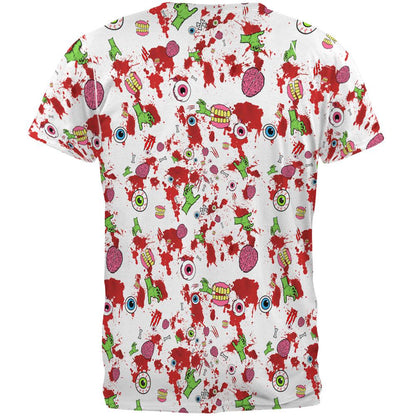 Zombie T-Shirt Halloween Zombie Elements Pattern T-Shirt Black Red Unisex - Trendy Gift For Men & Women