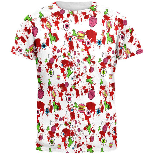Zombie T-Shirt Halloween Zombie Elements Pattern T-Shirt Black Red Unisex - Trendy Gift For Men & Women