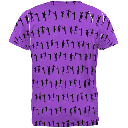 Zombie T-Shirt Halloween Zombie Girl Walker Pattern T-Shirt Purple Unisex - Trendy Gift For Men & Women