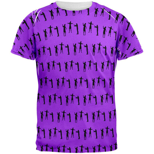 Zombie T-Shirt Halloween Zombie Girl Walker Pattern T-Shirt Purple Unisex - Trendy Gift For Men & Women