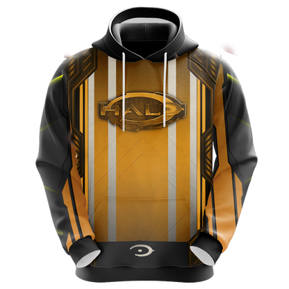 Halo Hoodie Halo Logo Masterchief Under Sunset Hoodie Black Yellow Unisex - Cozy Hoodie For Cold Weather