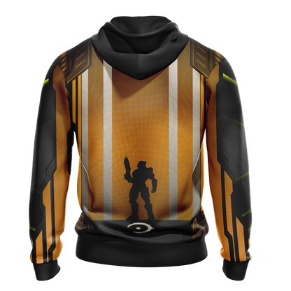 Halo Hoodie Halo Logo Masterchief Under Sunset Hoodie Black Yellow Unisex - Cozy Hoodie For Cold Weather
