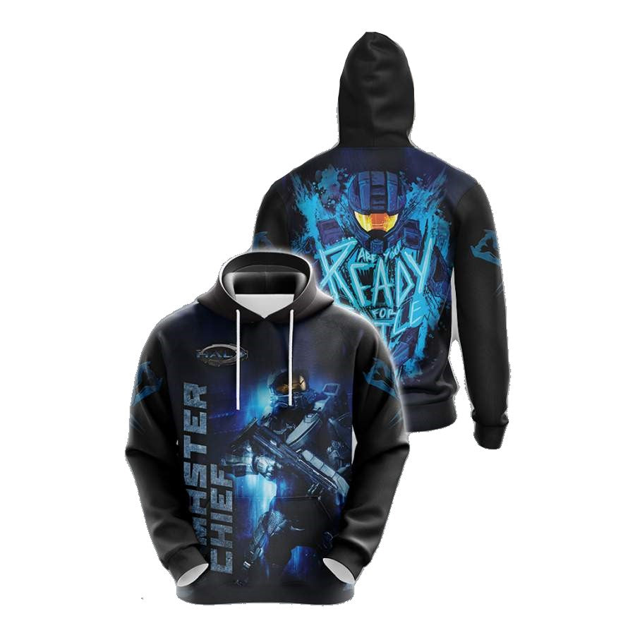 Halo Hoodie Halo Masterchief Are You Ready For Battle Hoodie Black Blue Unisex - Cozy Hoodie For Cold Weather